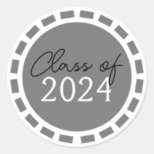 Grey & White Filmstrip Graduation Classic Round Sticker