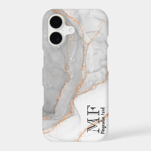 Grey White Gold Glitter Marble Customizable iPhone 17 Case
