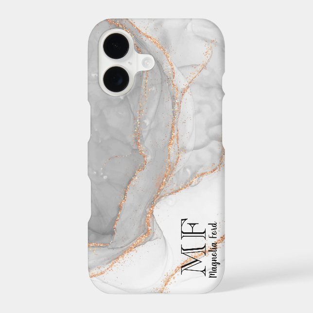 Grey White Gold Glitter Marble Customizable Case-Mate iPhone Case (Back)