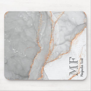 Grey White Gold Glitter Marble Customizable Mouse Pad