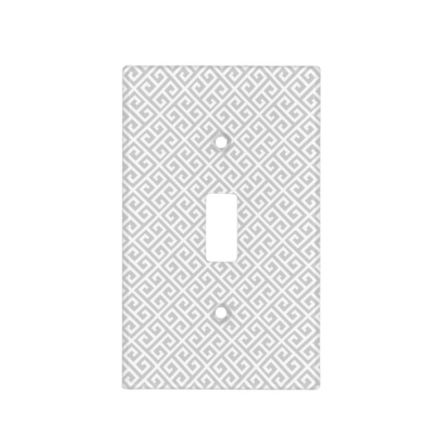 Grey & White Greek Key Light Switch Cover (Front)
