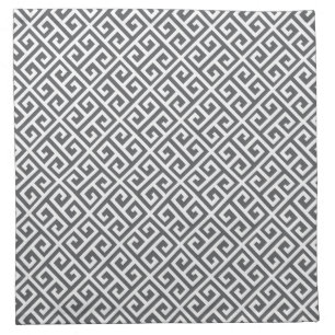 Grey & White Greek Key Pattern Cloth Napkin