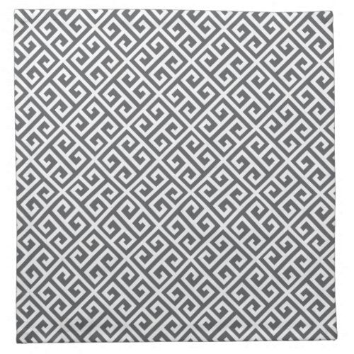 Grey  White Greek Key Pattern Cloth Napkin