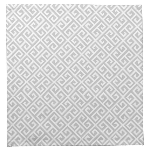 Grey & White Greek Key Pattern Napkin (Front)