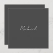 Grey White Handwritten Minimalist Your Name (Front/Back)