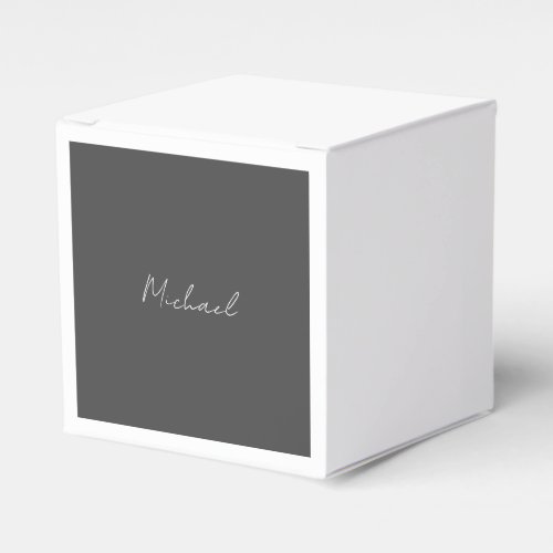 Grey White Handwritten Minimalist Your Name Favor Boxes