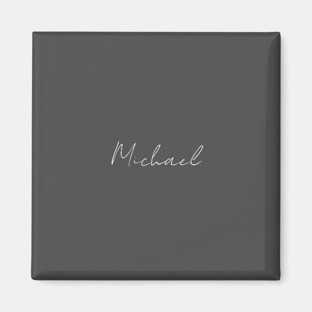 Grey White Handwritten Minimalist Your Name Magnet (Front)