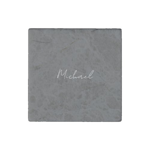 Grey White Handwritten Minimalist Your Name Stone Magnet