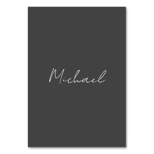 Grey White Handwritten Minimalist Your Name Table Number