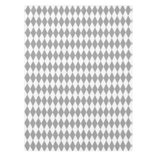 Grey White Harlequin Diamonds Pattern Design Tablecloth