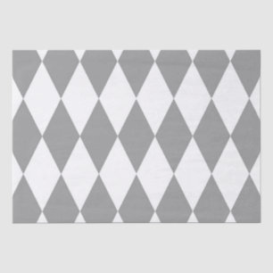 Grey White Harlequin Diamonds Pattern Design Tissue Paper