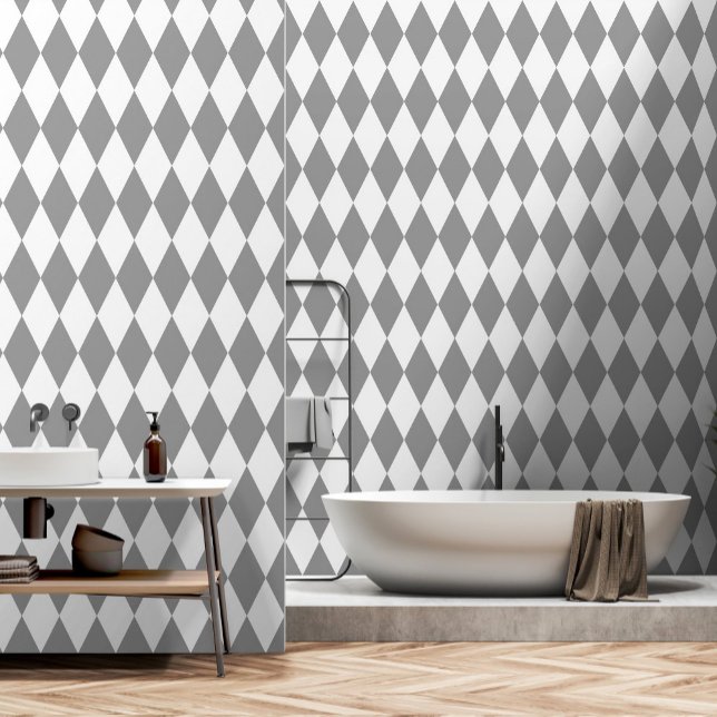 Grey White Harlequin Diamonds Pattern Design  Wallpaper (Creator Uploaded)