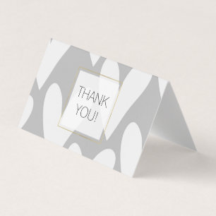 Grey White Hearts Wedding Thank you