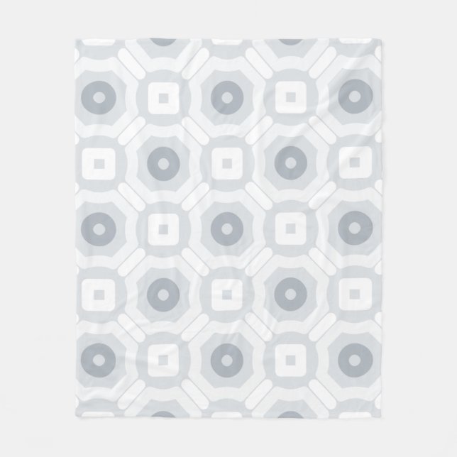 Grey White Hexagon Circle Scandinavian Pattern  Fleece Blanket (Front)