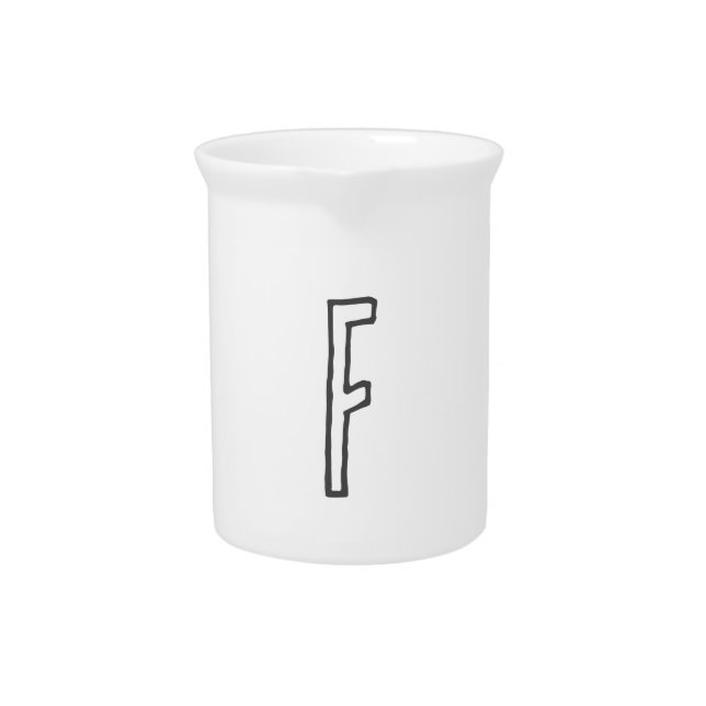 Grey & White Initial Letter Monogrammed Plain Beverage Pitcher (Front)