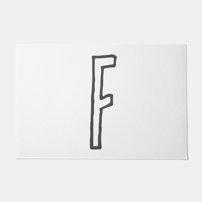 Grey & White Initial Letter Monogrammed Plain Doormat (Front)