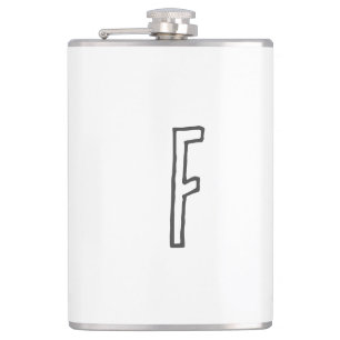 Grey & White Initial Letter Monogrammed Plain Flask