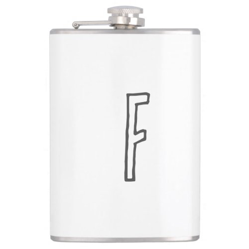 Grey  White Initial Letter Monogrammed Plain Flask