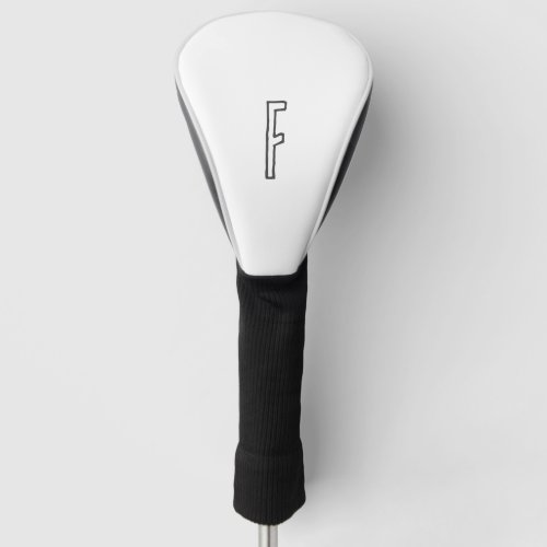 Grey  White Initial Letter Monogrammed Plain Golf Head Cover