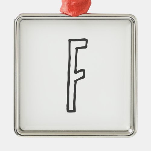 Grey  White Initial Letter Monogrammed Plain Metal Ornament