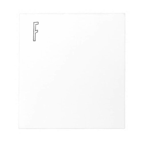 Grey  White Initial Letter Monogrammed Plain Notepad