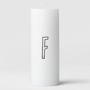 Grey & White Initial Letter Monogrammed Plain Pillar Candle