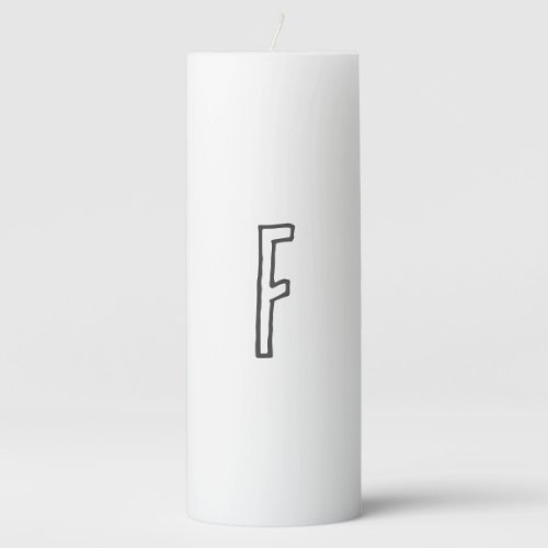 Grey  White Initial Letter Monogrammed Plain Pillar Candle