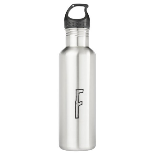 Grey  White Initial Letter Monogrammed Plain Stainless Steel Water Bottle
