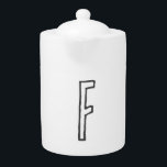 Grey & White Initial Letter Monogrammed Plain Teapot<br><div class="desc">It is very simple, aesthetic and attractive.</div>