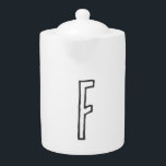 Grey & White Initial Letter Monogrammed Plain Teapot<br><div class="desc">It is very simple,  aesthetic and attractive.</div>