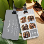 Grey White Instagram 5 Photo Collage Monogram Luggage Tag<br><div class="desc">Background includes an optional chevron Pattern - Use five square photos to create a unique and personal gift. If you need to adjust the pictures,  click on the customize tool to make changes.</div>