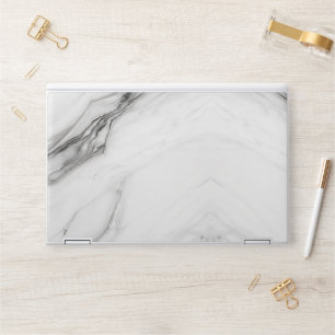 Grey White Marble Agate Simple Silver Sparkle HP Laptop Skin