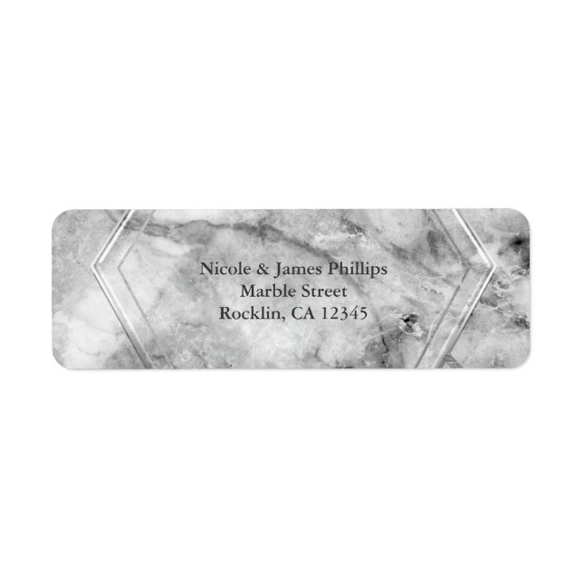 Grey & White Marble Glam Wedding Invitation Label (Front)