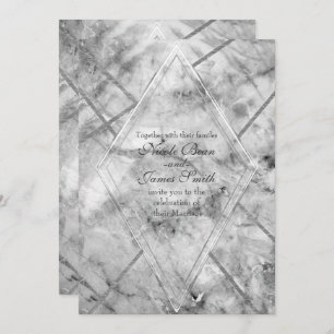 Grey & White Marble Glam Wedding Invitations