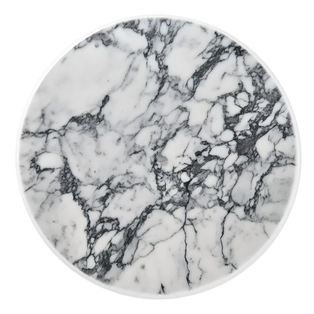 Grey White Marble Pattern Ceramic Knob (Front)