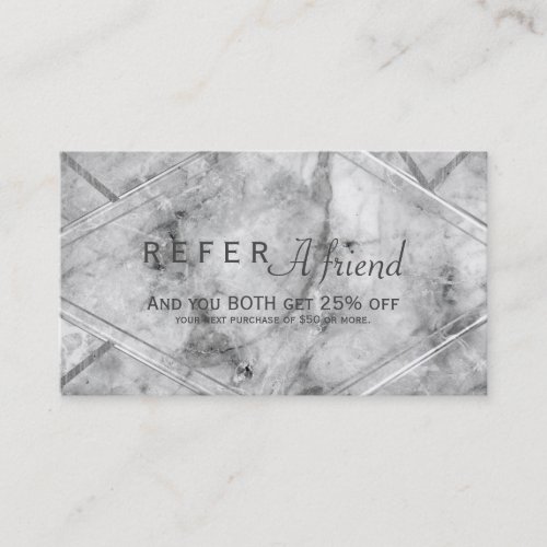 Grey  White Marble REFER A FRIEND Client Card
