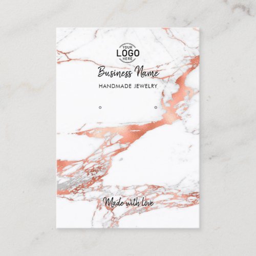 Grey White Marble Rose Gold Earrings Display Card
