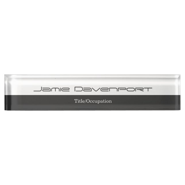 Grey White Minimal Modern Bold Name Plate (Front)