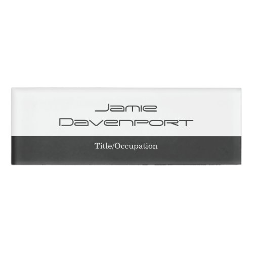 Grey White Minimal Modern Bold Name Tag