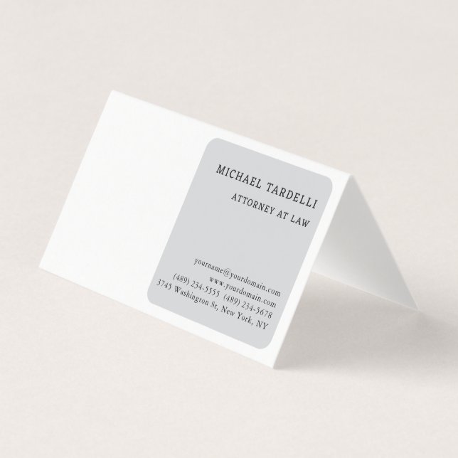 Grey White Minimalist Classical Professional Business Card (Front)