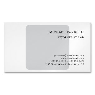 Grey White Minimalist Classical Professional Business Card Magnet