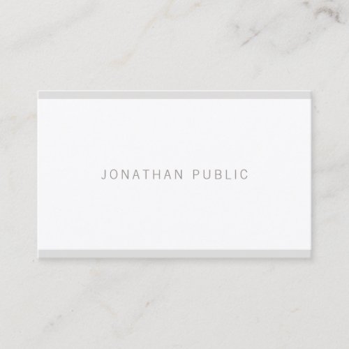 Grey White Minimalist Elegant Modern Simple Plain Business Card