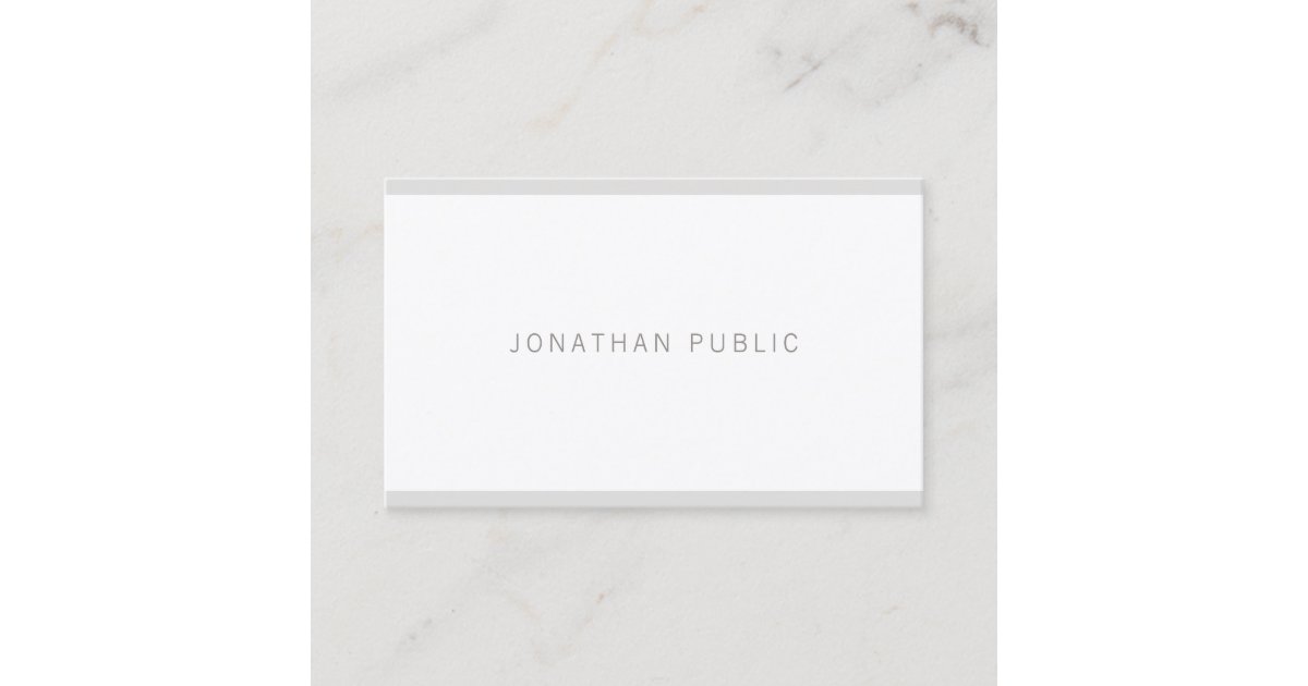 Grey White Minimalist Elegant Modern Simple Plain Business Card | Zazzle