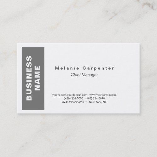 Grey White Minimalist Modern Plain Business Card