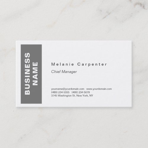Grey White Minimalist Modern Plain  Business Card