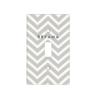 Grey & White Modern Chevron Light Switch Cover