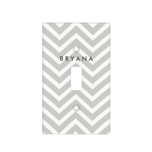Grey & White Modern Chevron Light Switch Cover (Front)