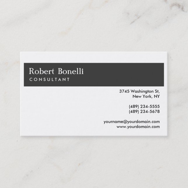 Grey White Modern Consultant Business Card (Front)