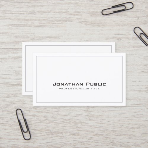 Grey White Modern Elegant Professional Plain Business Card