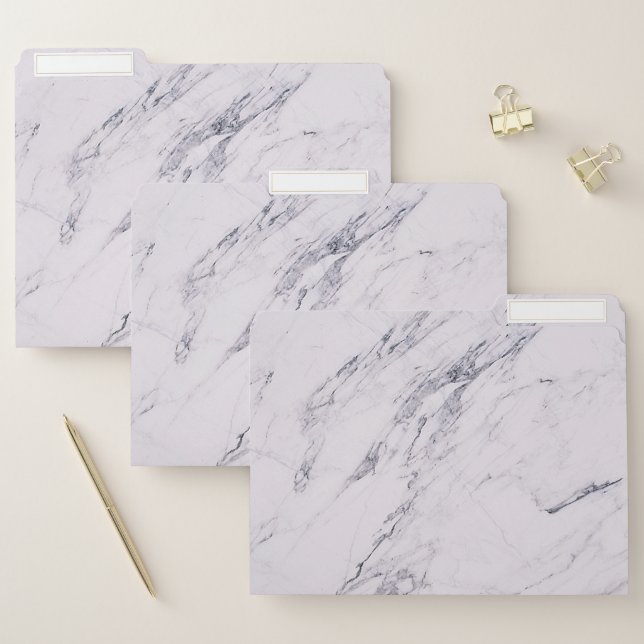 Grey & White Modern Marble Luxury Elegance File Folder (Set)